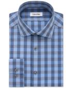 Calvin Klein Steel Men's Non-iron Slim-fit Performance Blue Frost Check Dress Shirt