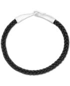 Effy Men's Black Leather Braided Bracelet In Sterling Silver