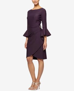 Alex Evenings Bell-sleeve Draped Sheath Dress