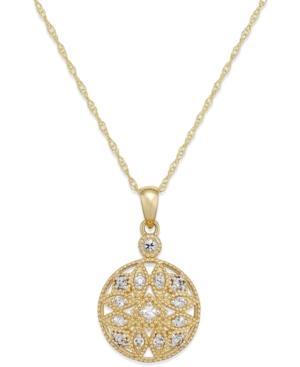 White Sapphire (1/4 Ct. T.w.) Filigree Pendant Necklace In 14k Gold