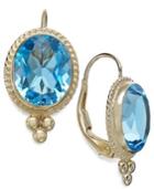 Blue Topaz Leverback Earrings In 14k Gold (6-1/2 Ct. T.w.)
