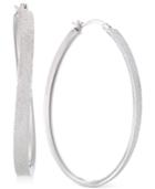 Simone I Smith Satin-finished Hoop Earrings In Platinum Over Sterling Silver