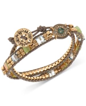 Lonna & Lilly Gold-tone Crystal & Bead Evil Eye Wrap Bracelet