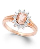 Diamond Accent And Morganite (5/8 Ct. T.w.) Ring In 10k Rose Gold