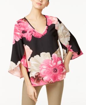 Calvin Klein Printed Flutter-sleeve Top