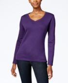 Karen Scott Petite V-neck Top, Only At Macy's