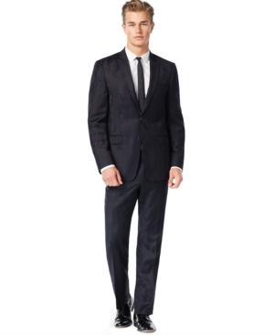 Calvin Klein Navy Tonal Camo Slim-fit Suit