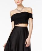 Sequin Hearts Juniors' Off-the-shoulder Lace Crop Top