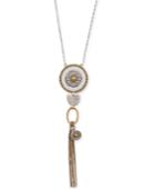 Lucky Brand Two-tone Disc & Chain Tassel 28 Pendant Necklace