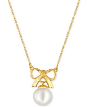 Majorica Gold-tone Imitation Pearl Bow Pendant Necklace