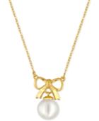 Majorica Gold-tone Imitation Pearl Bow Pendant Necklace