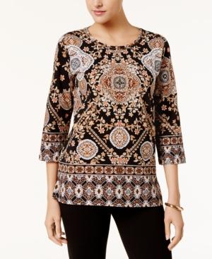 Alfred Dunner Jungle Love Embellished Printed Top