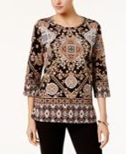 Alfred Dunner Jungle Love Embellished Printed Top