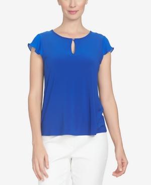 Cece Keyhole Flutter-sleeve Top