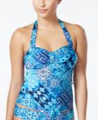 Kenneth Cole Reaction Multi-print Halter Tankini Top Women's Swimsuit