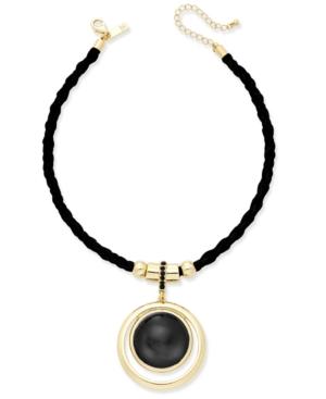 Inc International Concepts Silver-tone Faux-suede Pendant Necklace, Created For Macy's