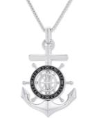 Men's Black Diamond (1/4 Ct. T.w.) Anchor Pendant 22 Necklace In Sterling Silver & Black Rhodium