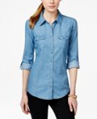 Style & Co. Two-pocket Button Down Denim Shirt, Only At Macy's