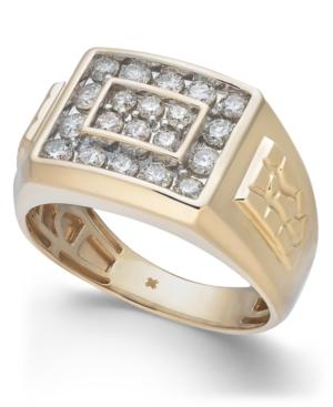 Men's Diamond Cluster Nugget Detail Ring (1 Ct. T.w.) In 10k Gold