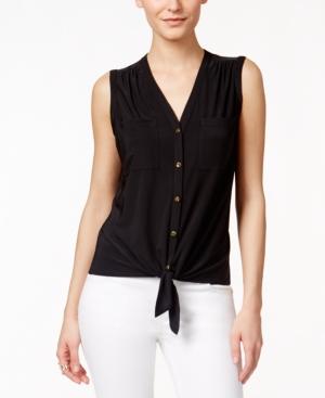 Thalia Sodi Sleeveless Tie-front Shirt