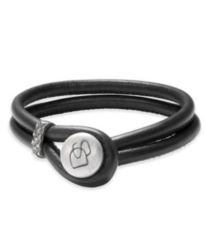 Degs & Sal Men's Two-row Leather Bracelet In Sterling Silver