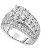 Diamond Cluster Engagement Ring (3 Ct. T.w.) In 14k White Gold