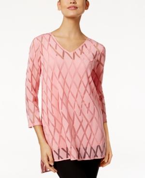 Alfani Petite Burnout-mesh High-low Top, Only At Macy's