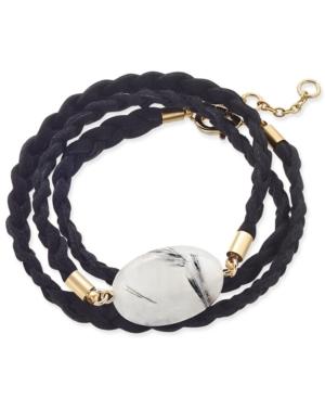 Inc International Concepts Gold-tone Semi-precious Stone Braided Wrap Bracelet, Only At Macy's