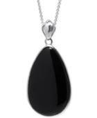 Black Agate Teardrop Pendant Necklace In Sterling Silver (25 Ct. T.w.)