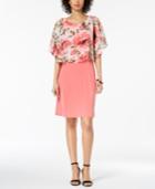 Connected Floral-print Capelet Dress