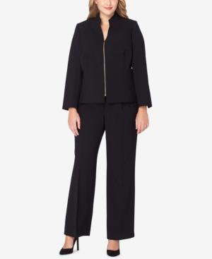 Tahari Asl Plus Size Zip-up Peplum Pantsuit