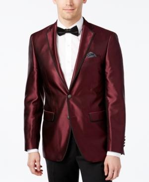 Tallia Men's Slim-fit Burgundy Pindot Evening Jacket