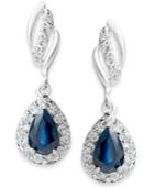 Sapphire (7/8 Ct. T.w.) And Diamond (1/3 Ct. T.w.) Drop Earrings In 14k White Gold