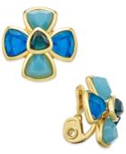 Charter Club Gold-tone Blue Stone Floral Clip-on Earrings, Only At Macy's