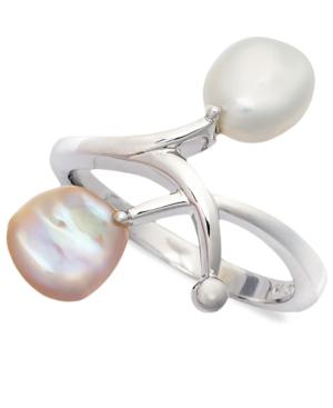 Sterling Silver Ring, Keishi Cultured Freshwater Pearl Branch
