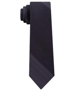 Calvin Klein Men's Textured Stripe Skinny Silk Tie