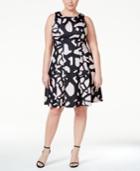 Sl Fashions Plus Size Sleeveless Printed Fit & Flare Dress