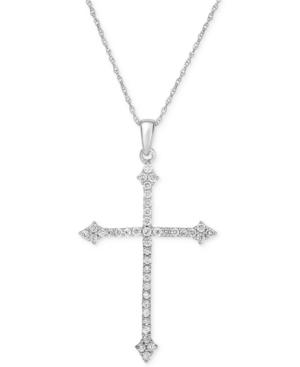 Diamond Cross 18 Pendant Necklace (1/2 Ct. T.w.) In 14k White Gold