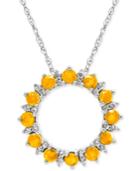 Citrine (7/8 Ct. T.w.) And White Topaz (1/5 Ct. T.w.) Circle Pendant Necklace In Sterling Silver
