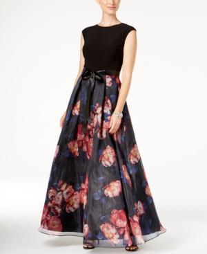 Sl Fashions Printed Organza Gown