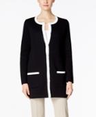 Charter Club Petite Contrast-trim Duster Cardigan, Only At Macy's