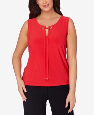 Tahari Asl Plus Size Lace-up Keyhole Top