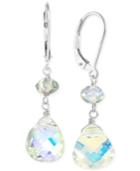 Swarovski Crystal Leverback Earrings In Sterling Silver