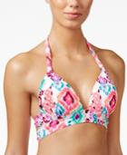 Hula Honey Dreaming In Color Print Push-up Halter Top Women's Swimsuit