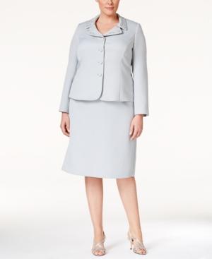 Tahari Asl Plus Size Bead-trim Skirt Suit
