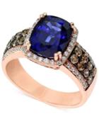 Velvet Bleu By Effy Manufactured Diffused Sapphire (3-7/8 Ct. T.w.) And Diamond (3/4 Ct. T.w.) Ring In 14k Rose Gold