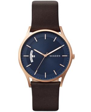 Skagen Men's Holst Brown Leather Strap Watch 40mm