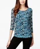 Alfani Printed Tiered Mesh Top, Only At Macy's