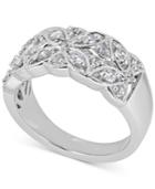 Diamond Openwork Floral Statement Ring (1/2 Ct. T.w.) In 14k White Gold