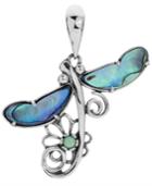 American West Abalone Dragonfly Pendant Enhancer In Sterling Silver